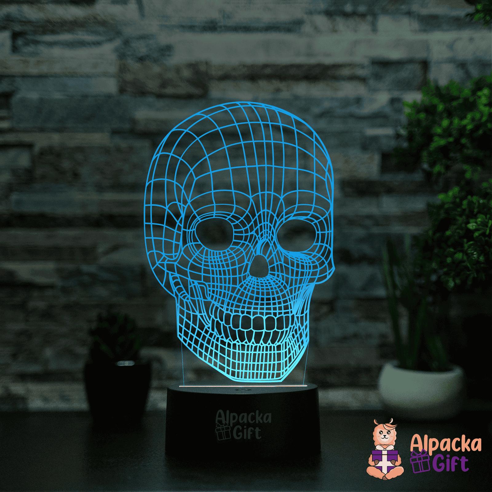 Lampă 3D - Craniu Negru