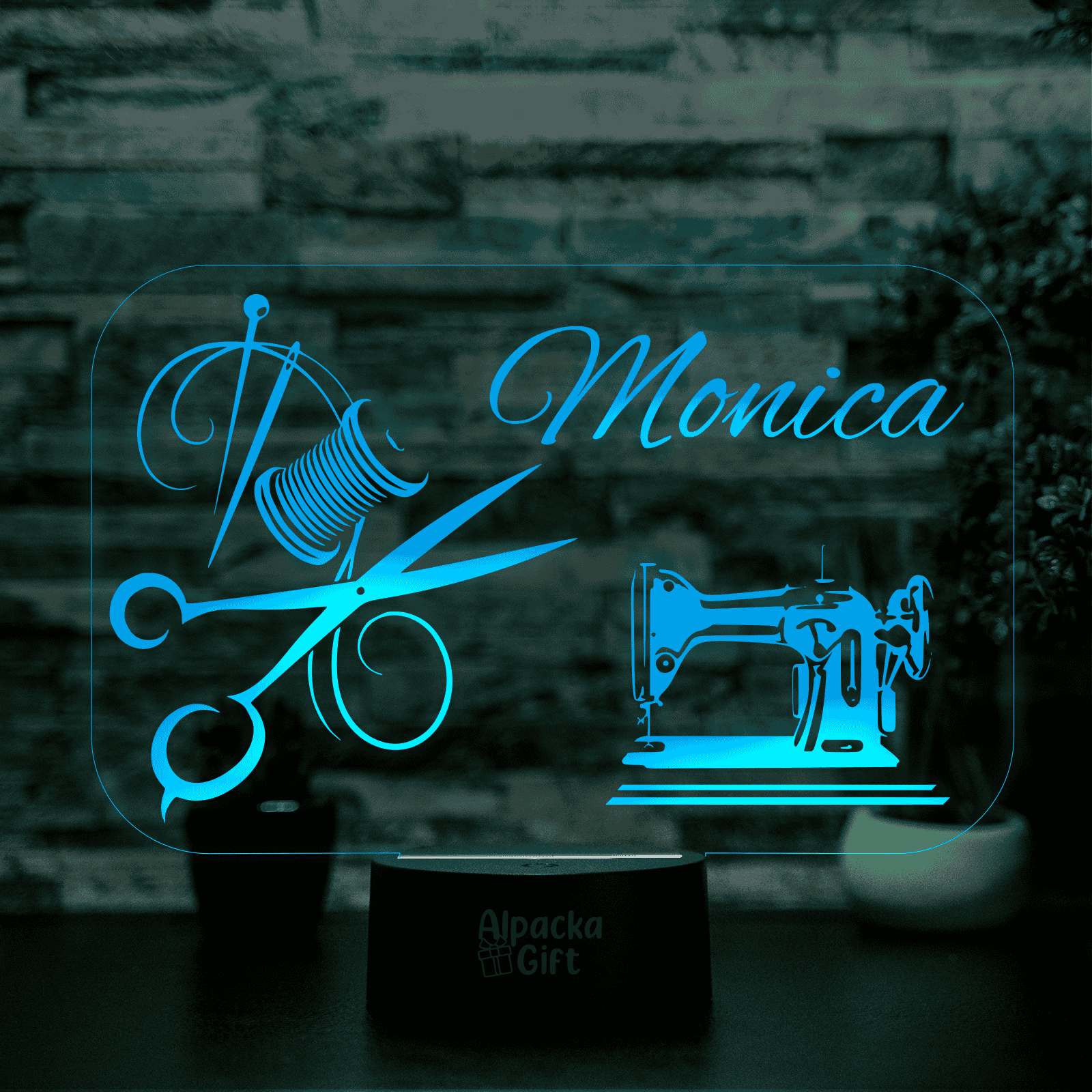 Lampă 3D - Croitoreasă 2 Negru