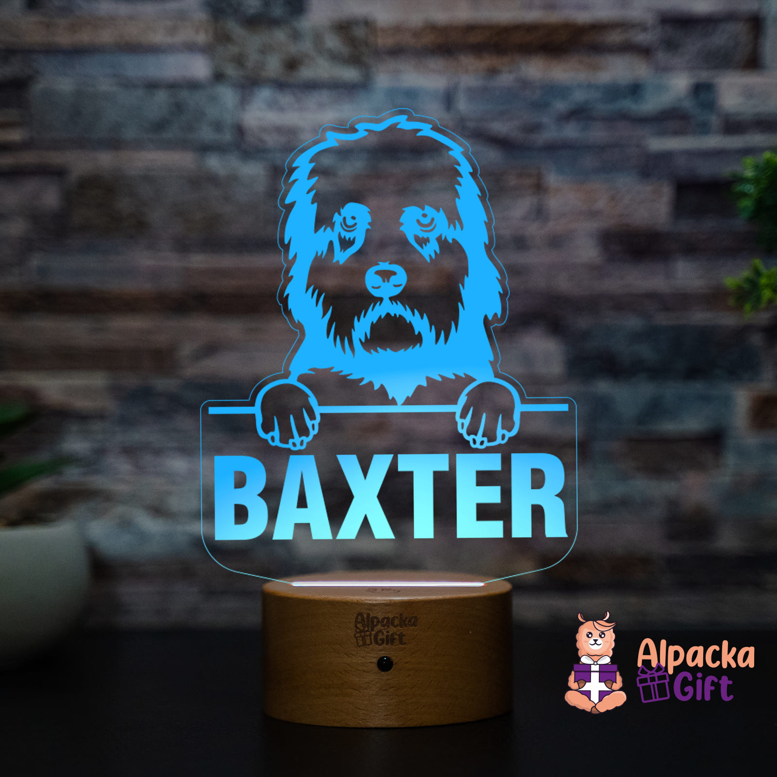 Lampă 3D - Dandie Dinmont Terriers Lemn