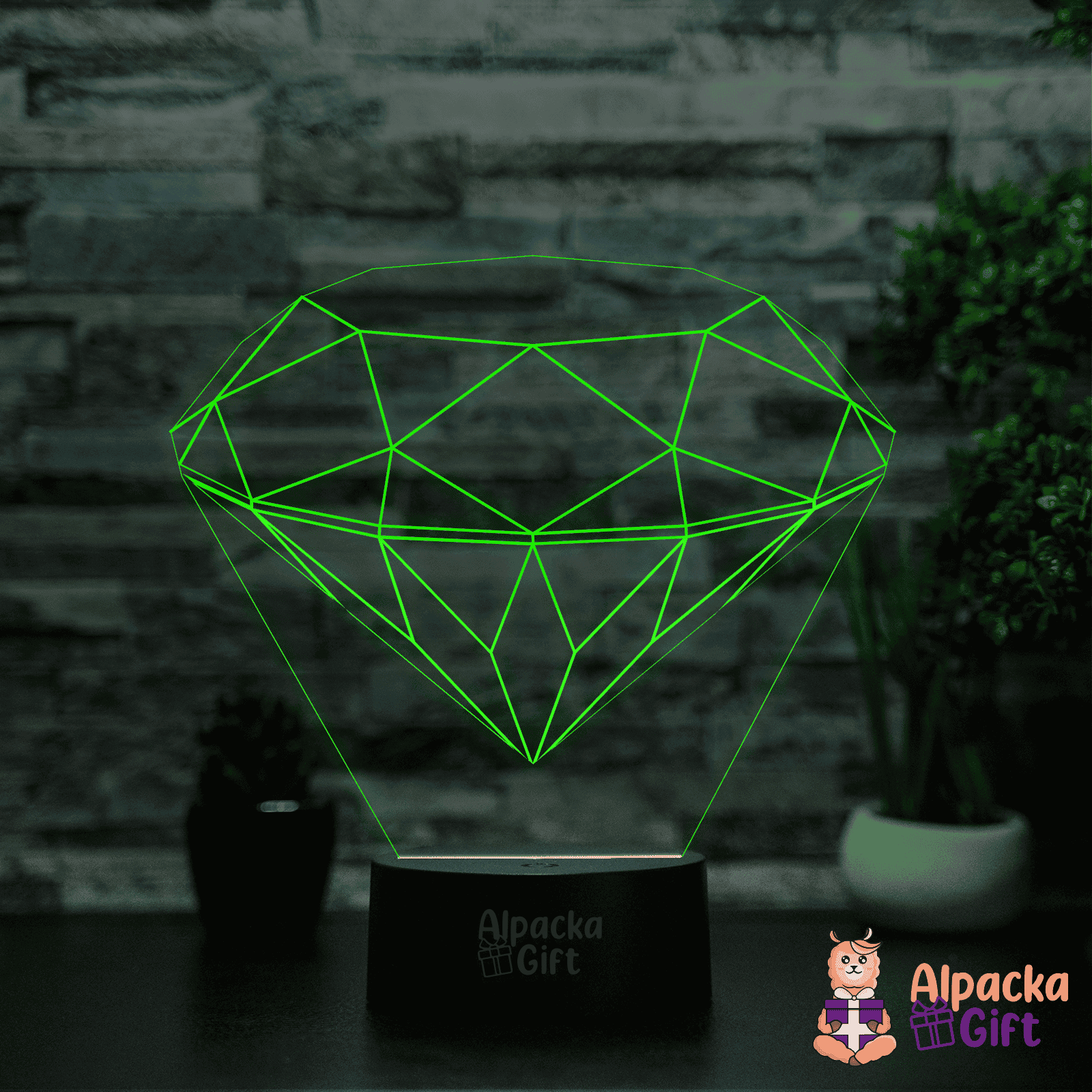 Lampă 3D - Diamant Negru