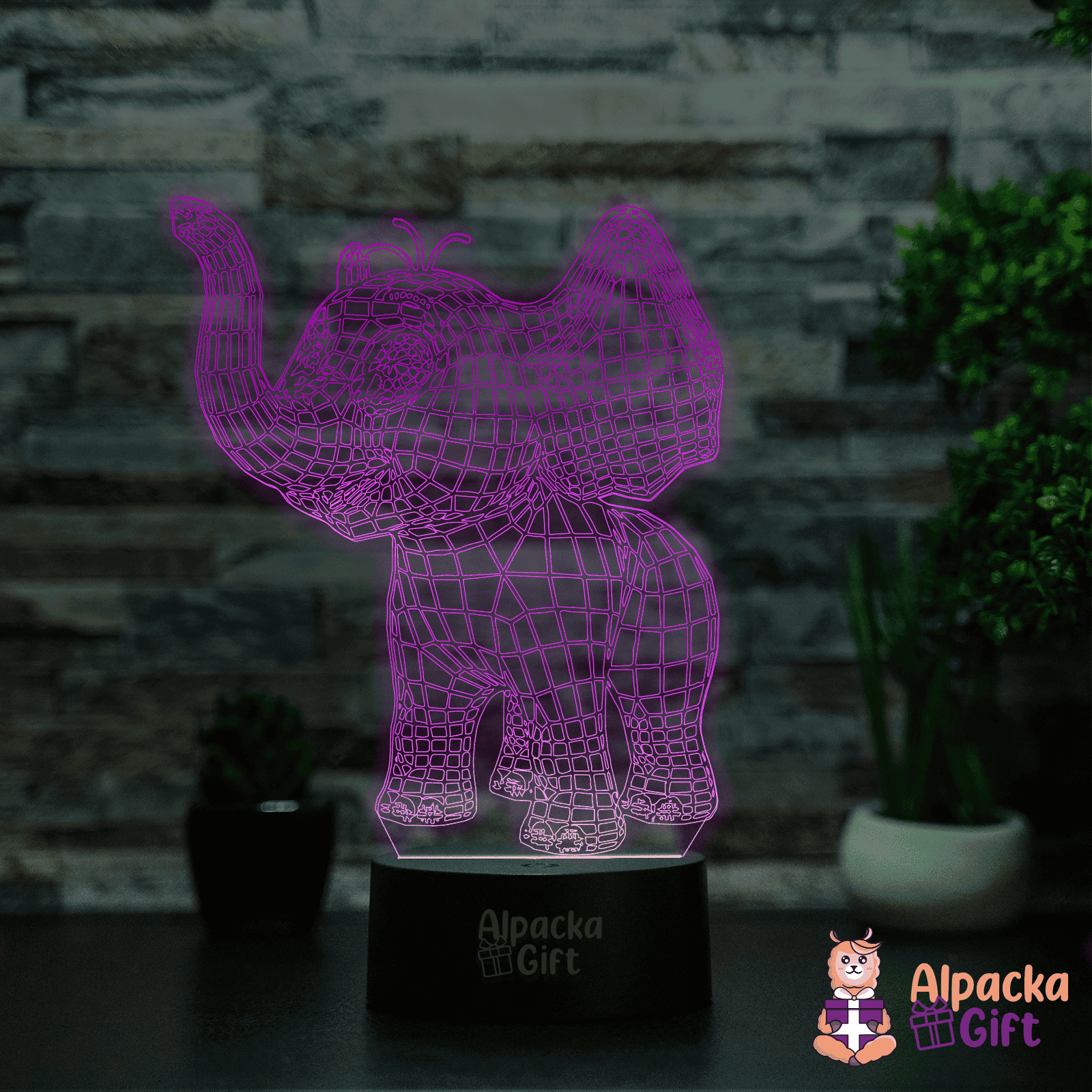 Lampă 3D -Elefant Negru