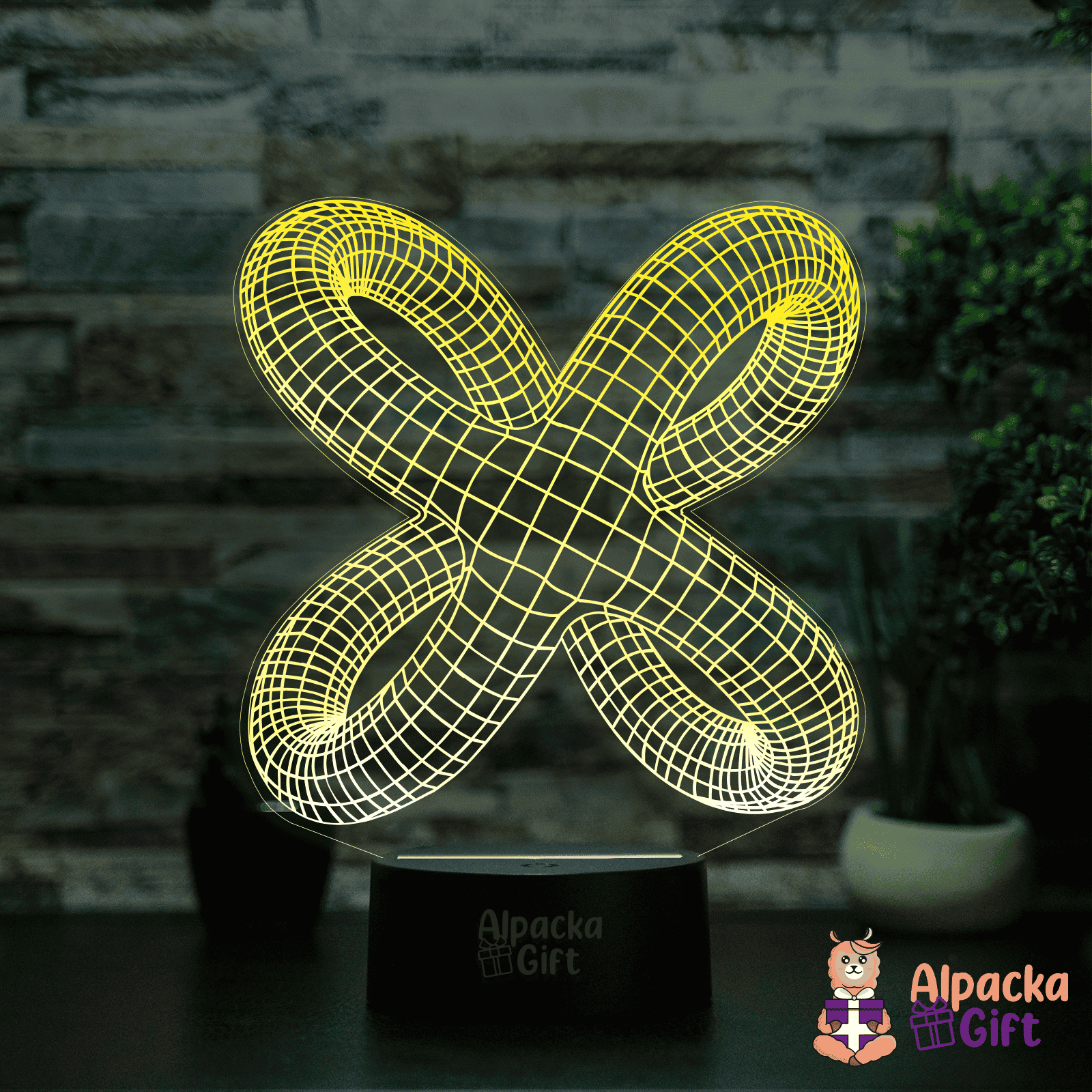 Lampă 3D - Formă Abstractă Negru