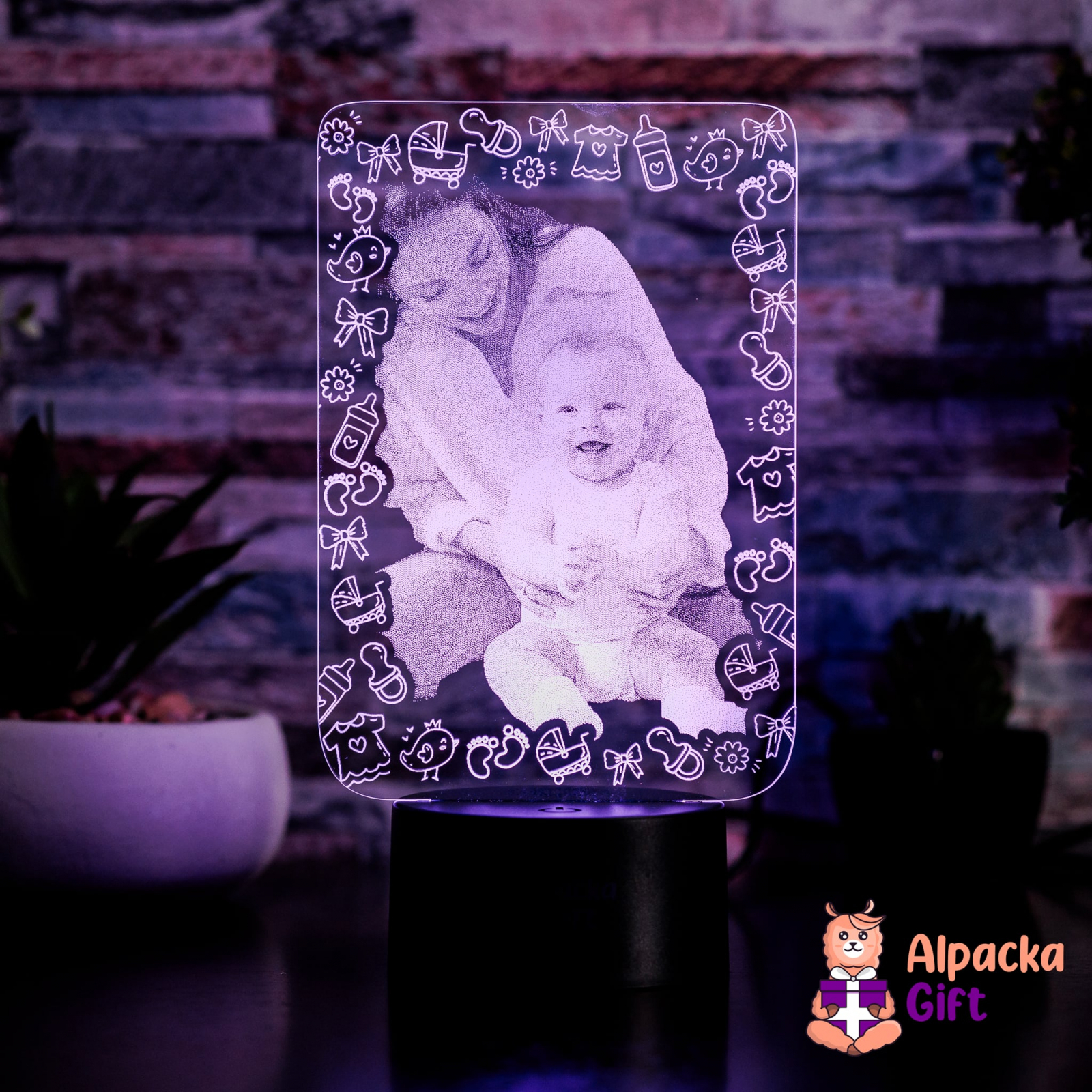 Lampă 3D - Fotografie cu Bebeluș 2 Negru