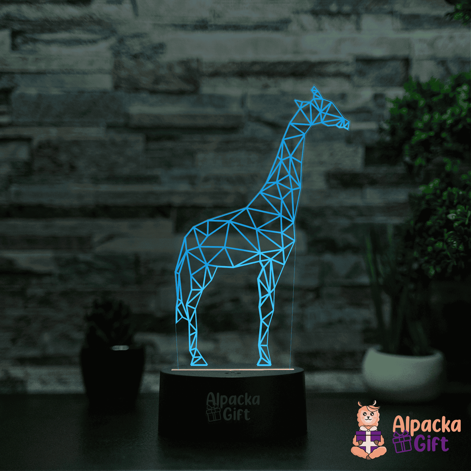 Lampă 3D - Girafă Negru