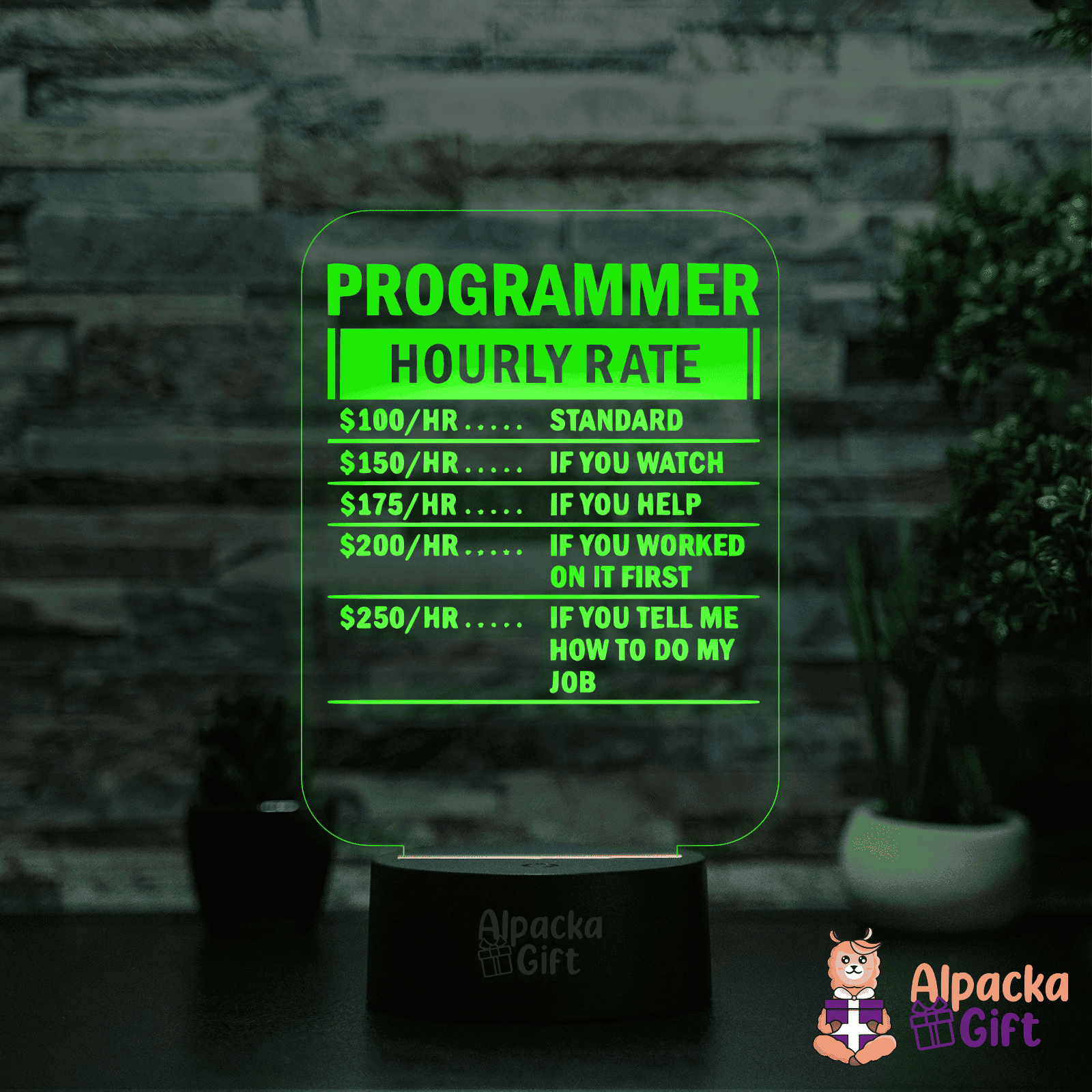 Lampă 3D - Glume de Programatori 2 Negru