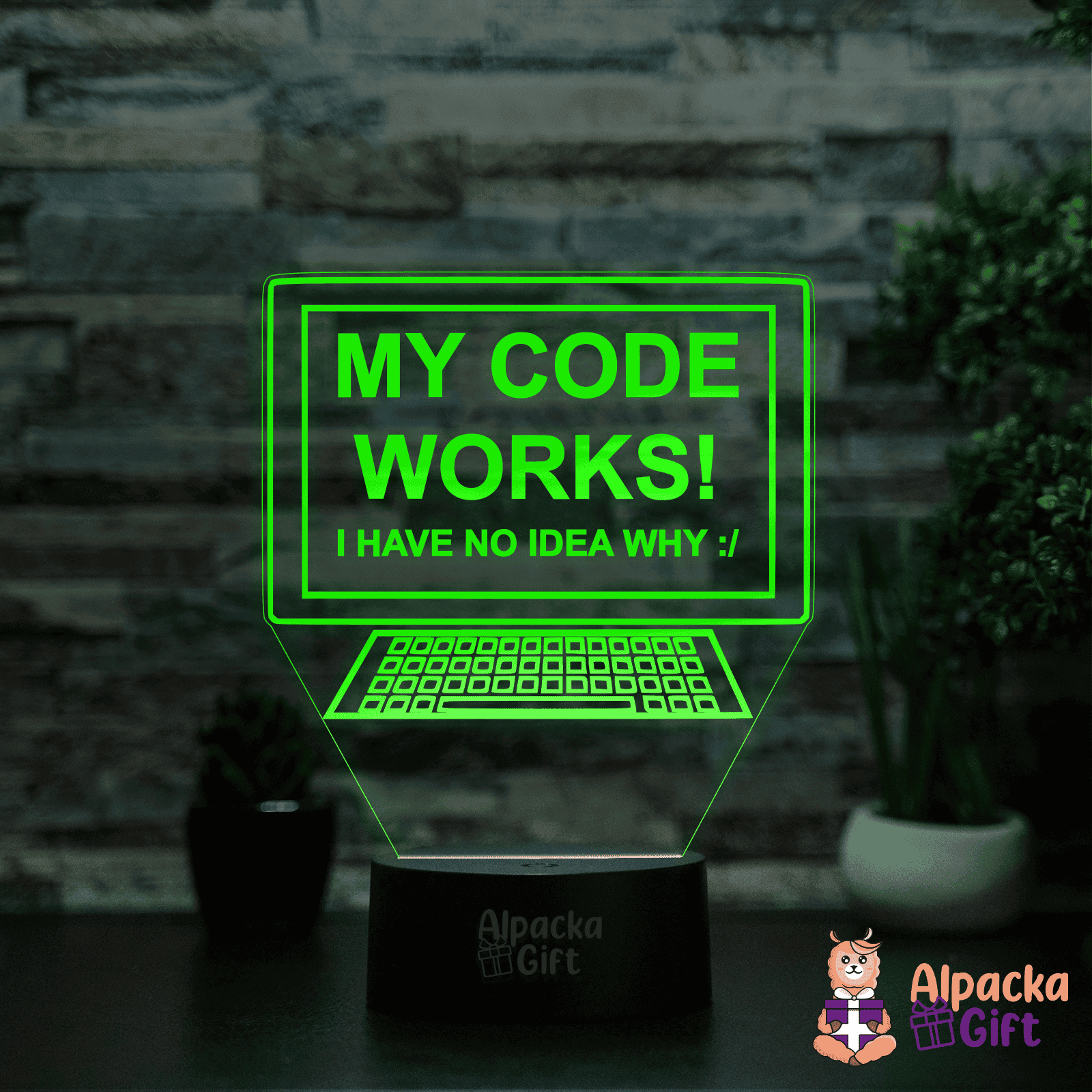 Lampă 3D - Glume de Programatori 6 Negru