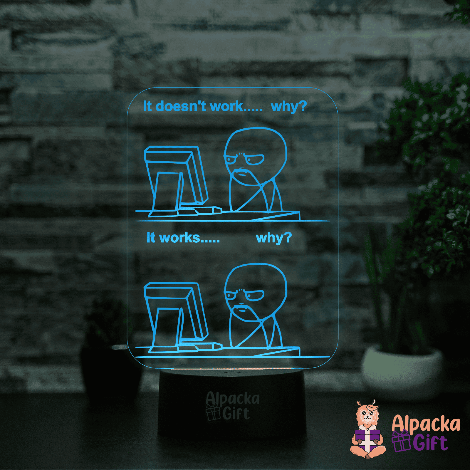Lampă 3D - Glume de Programatori Negru