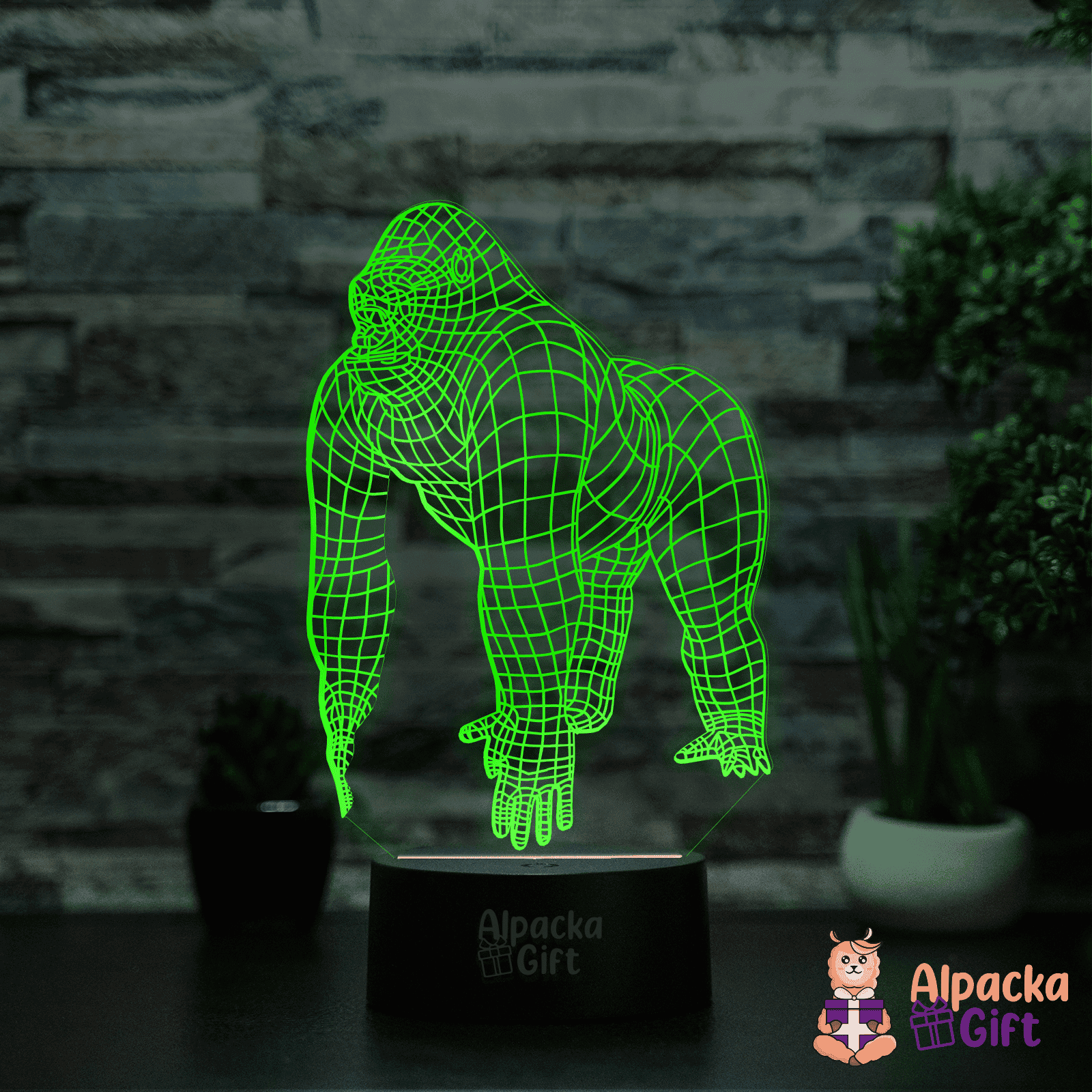Lampă 3D - Gorilă Negru