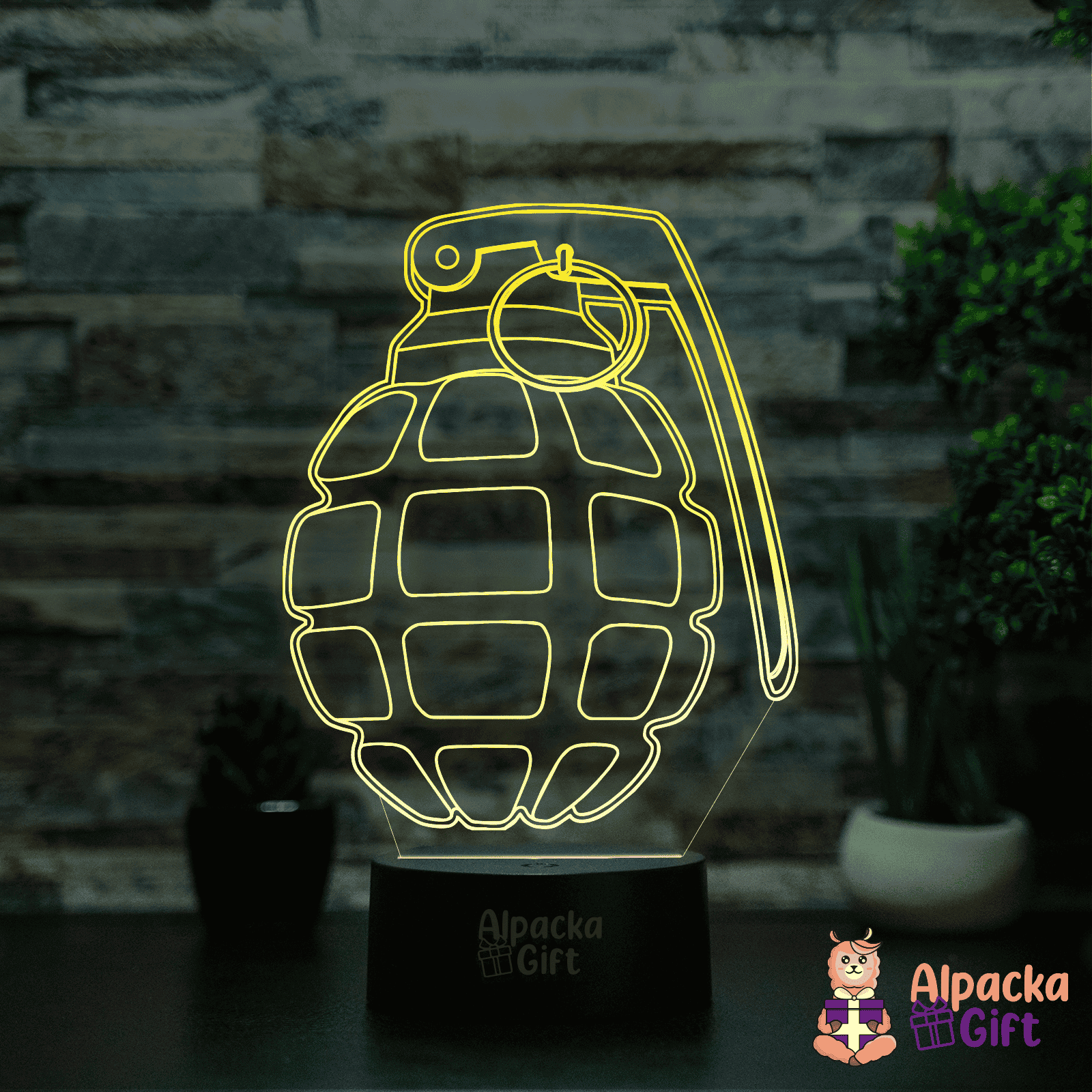 Lampă 3D - Grenadă Negru
