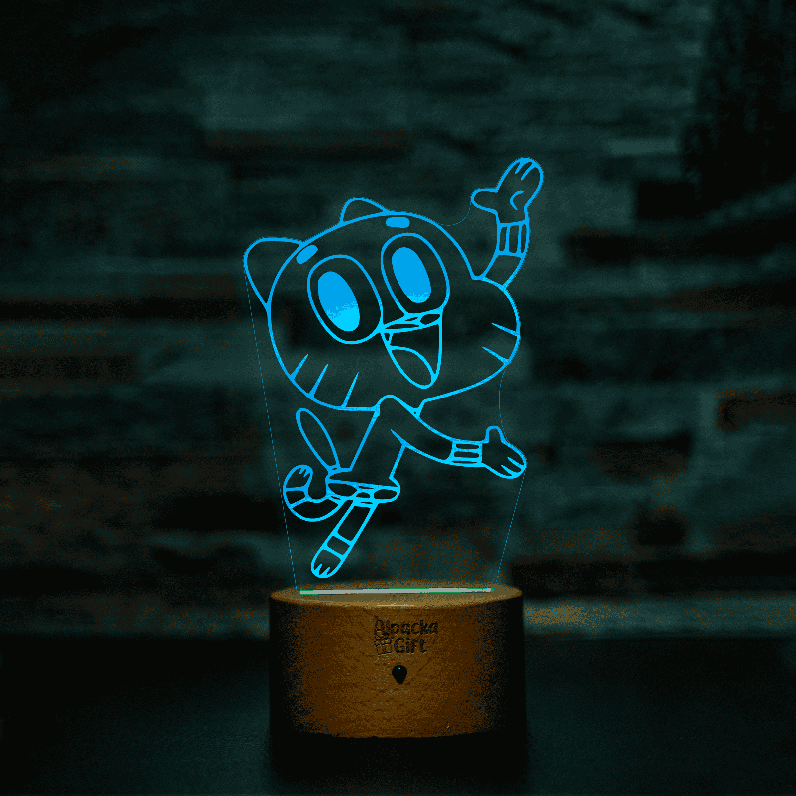 Lampă 3D - Gumball Lemn