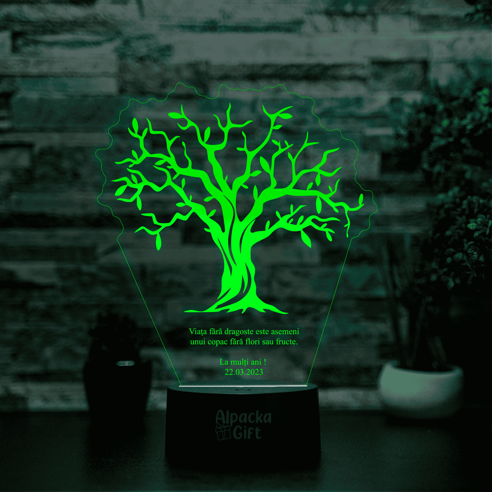 Lampă 3D - Copac Negru