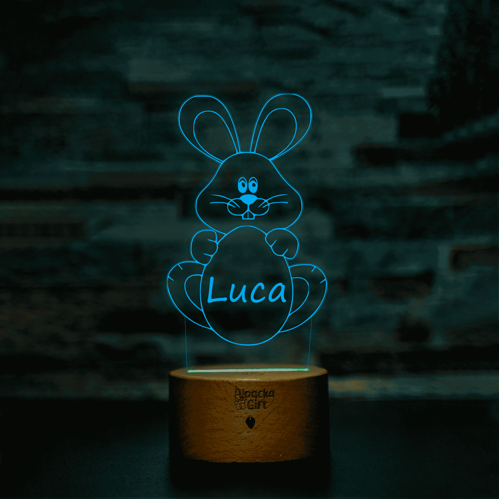Lampă 3D - Iepuraș de Paște 3 Lemn