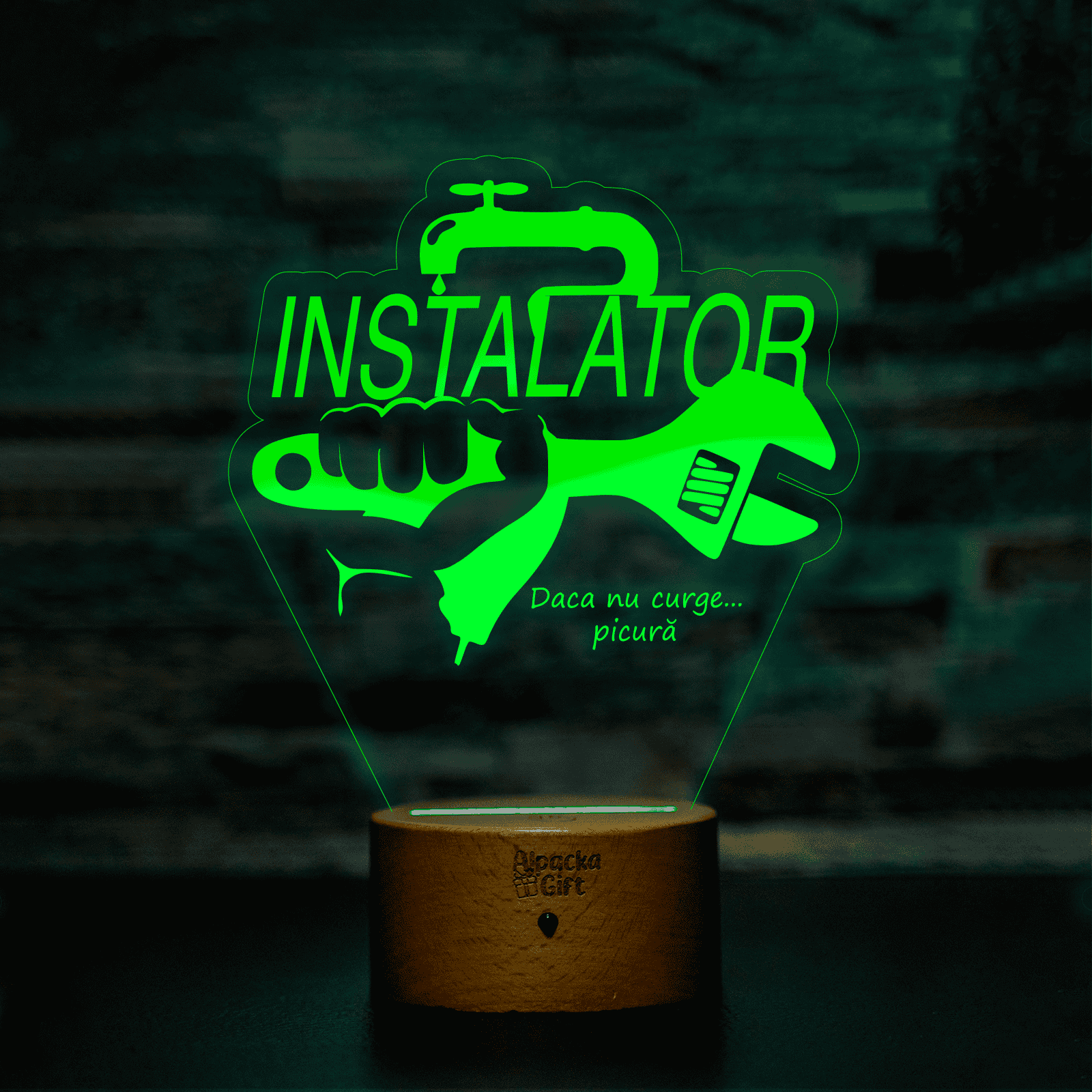 Lampă 3D - Instalator 2 Lemn