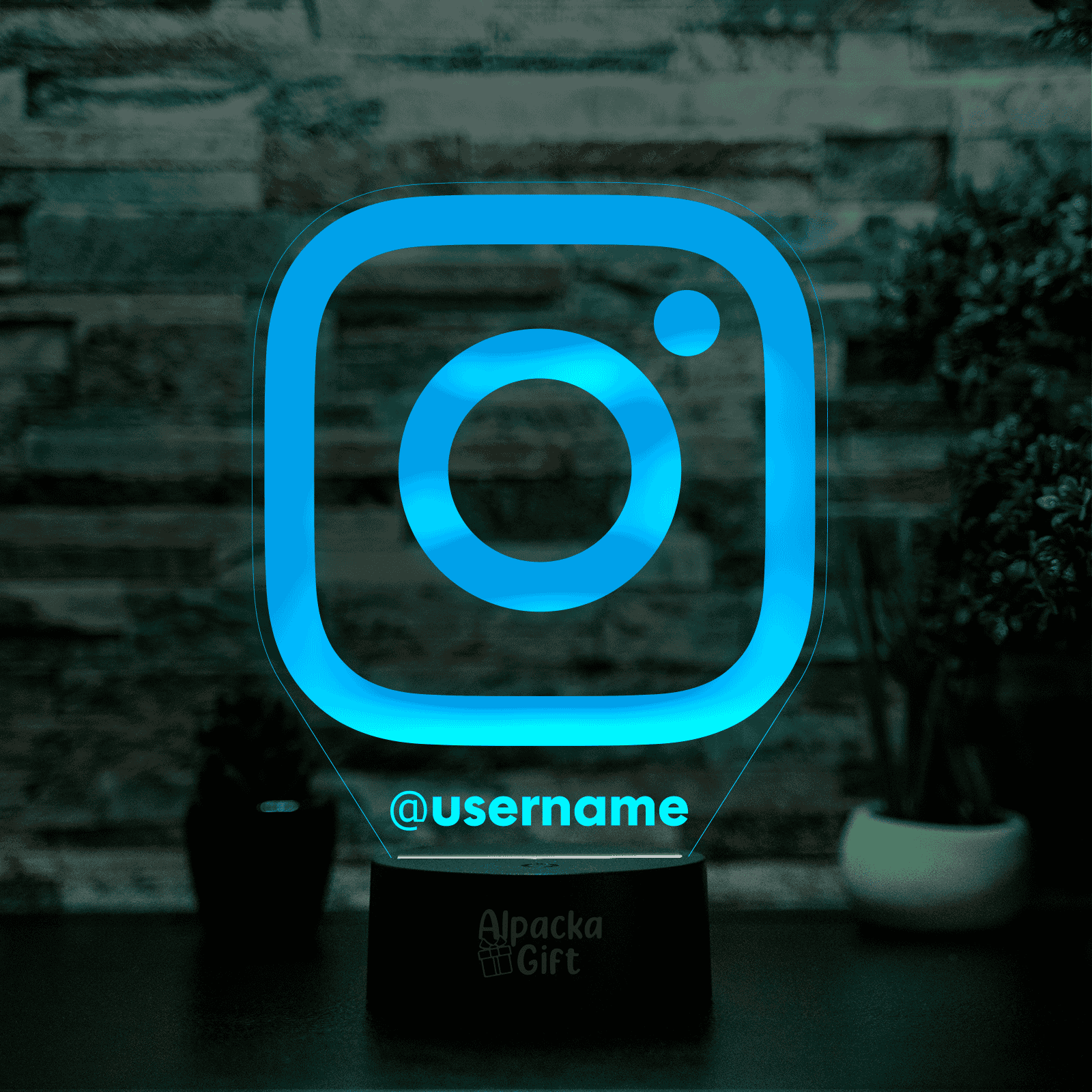 Lampă 3D - Logo Instagram Negru