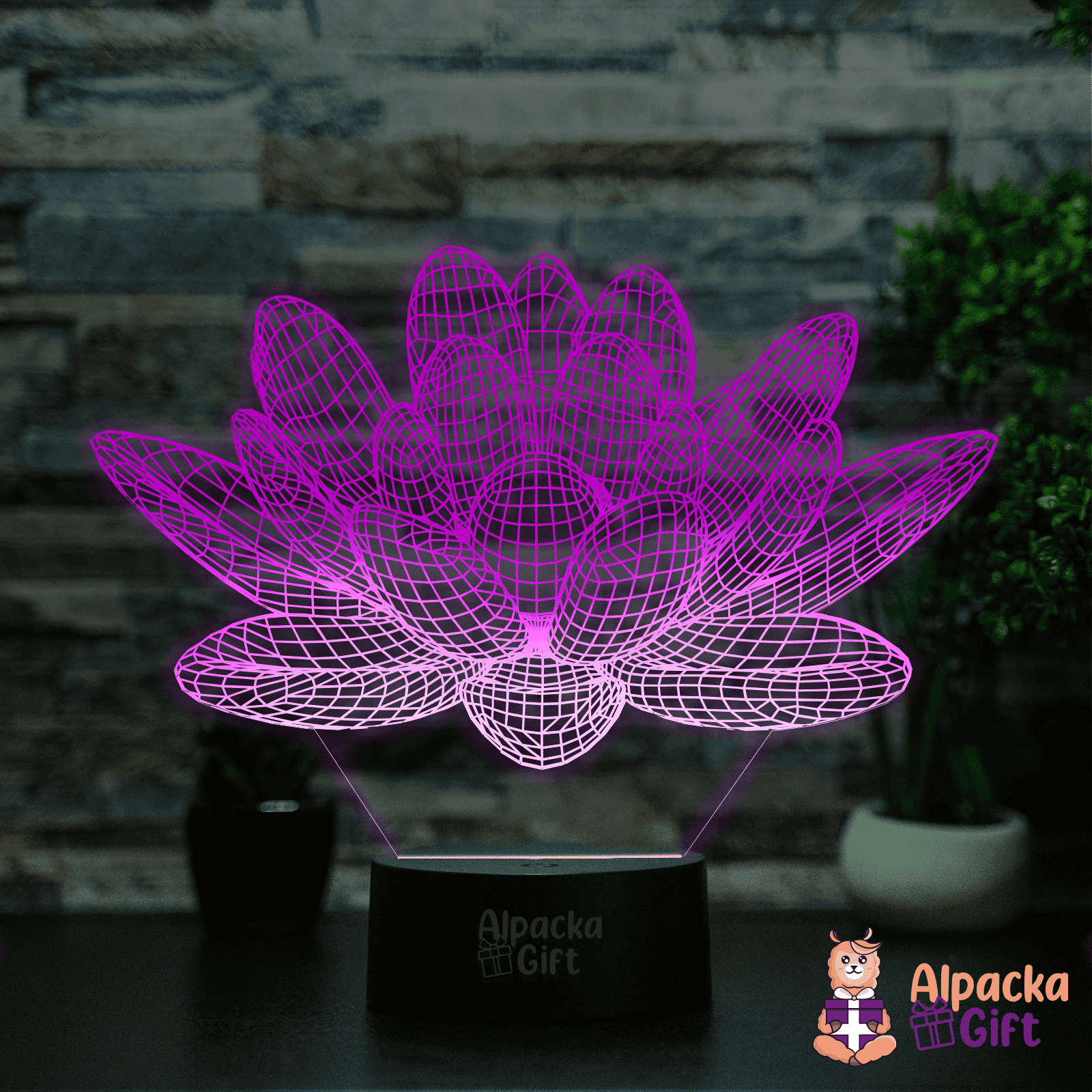 Lampă 3D - Lotus Negru
