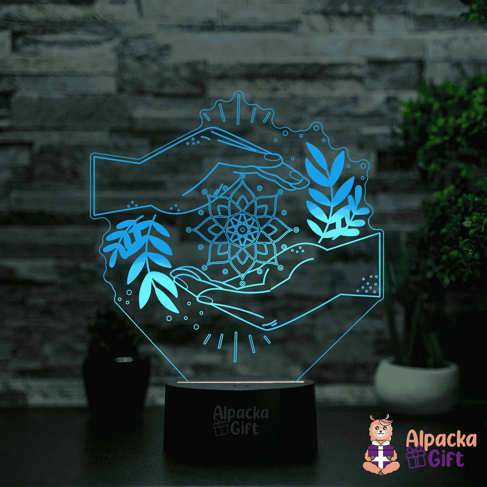 Lampă 3D Mâini Vindecătoare Negru
