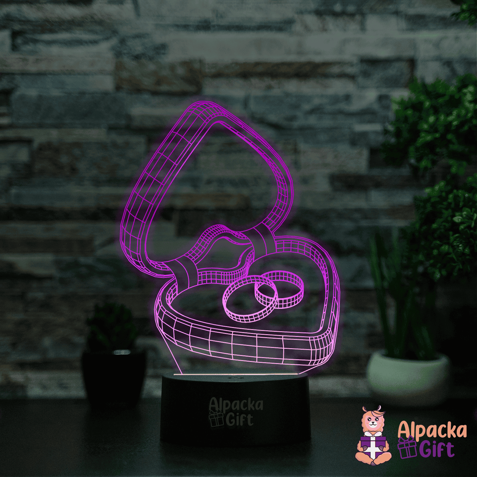 Lampă 3D - Cutie de Verighete Negru