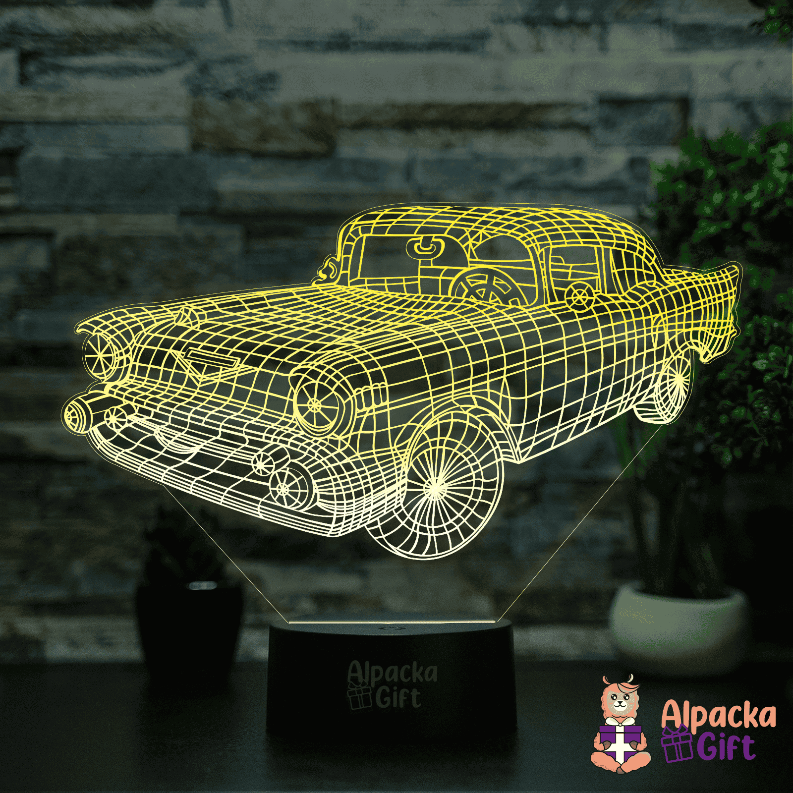 Lampă 3D - Mașină Retro 2 Negru