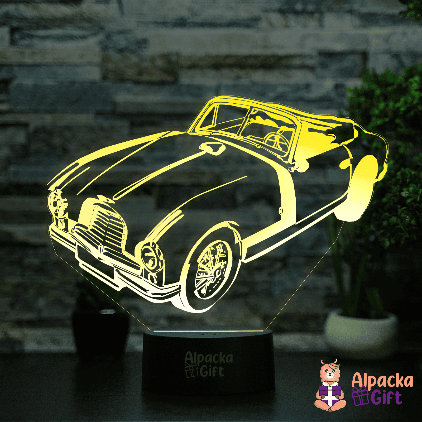 Lampă 3D - Mașină Retro 3 Negru