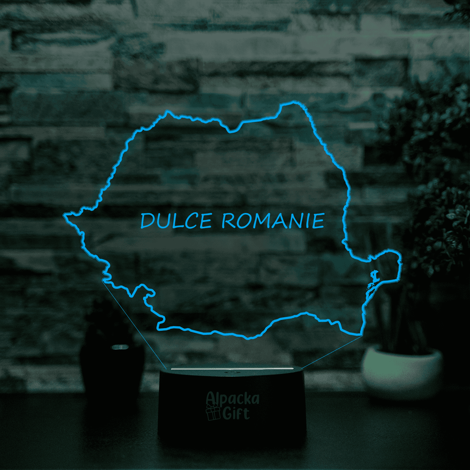 Lampă 3D - Harta Romaniei Negru
