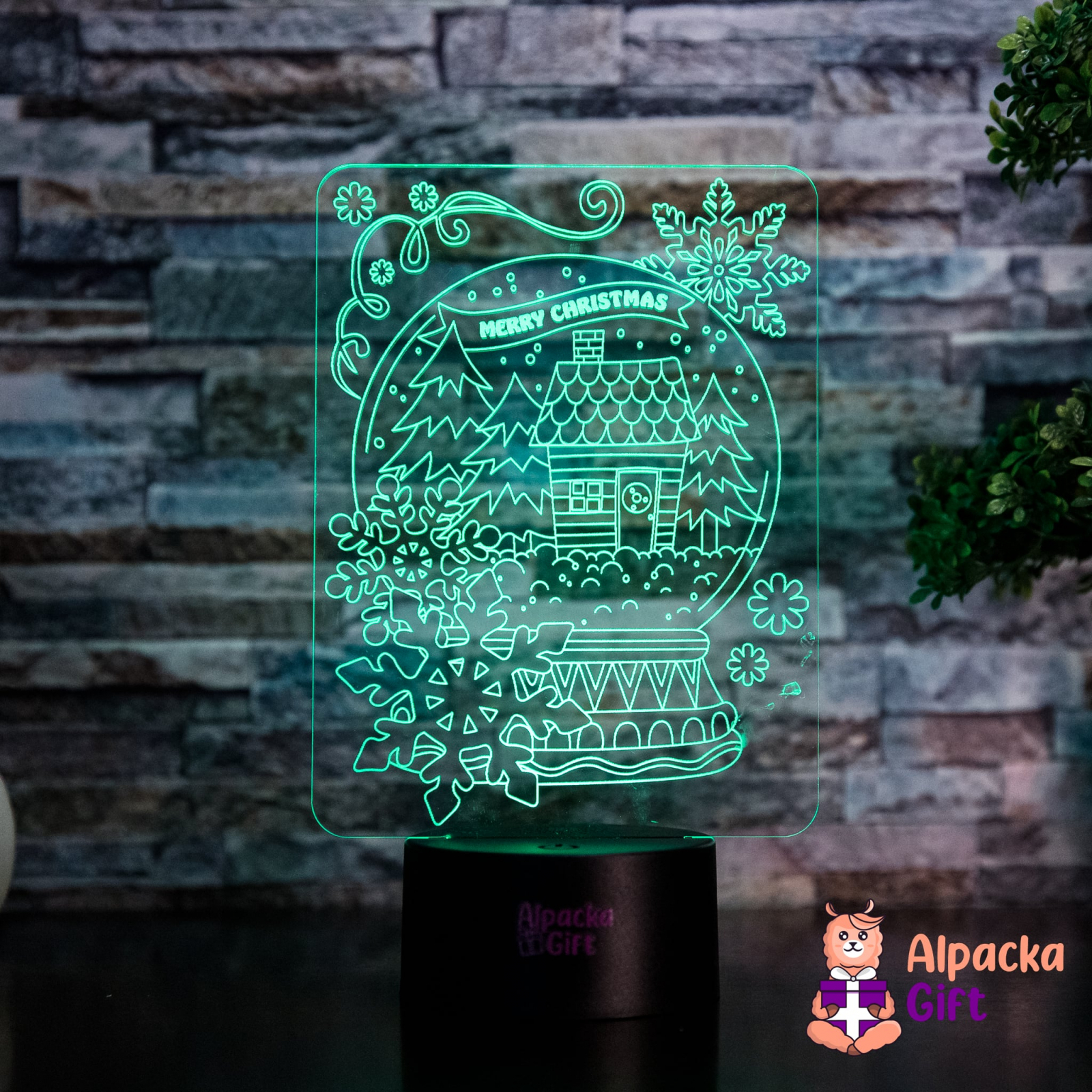 Lampă 3D - Merry Christmas 2 Negru