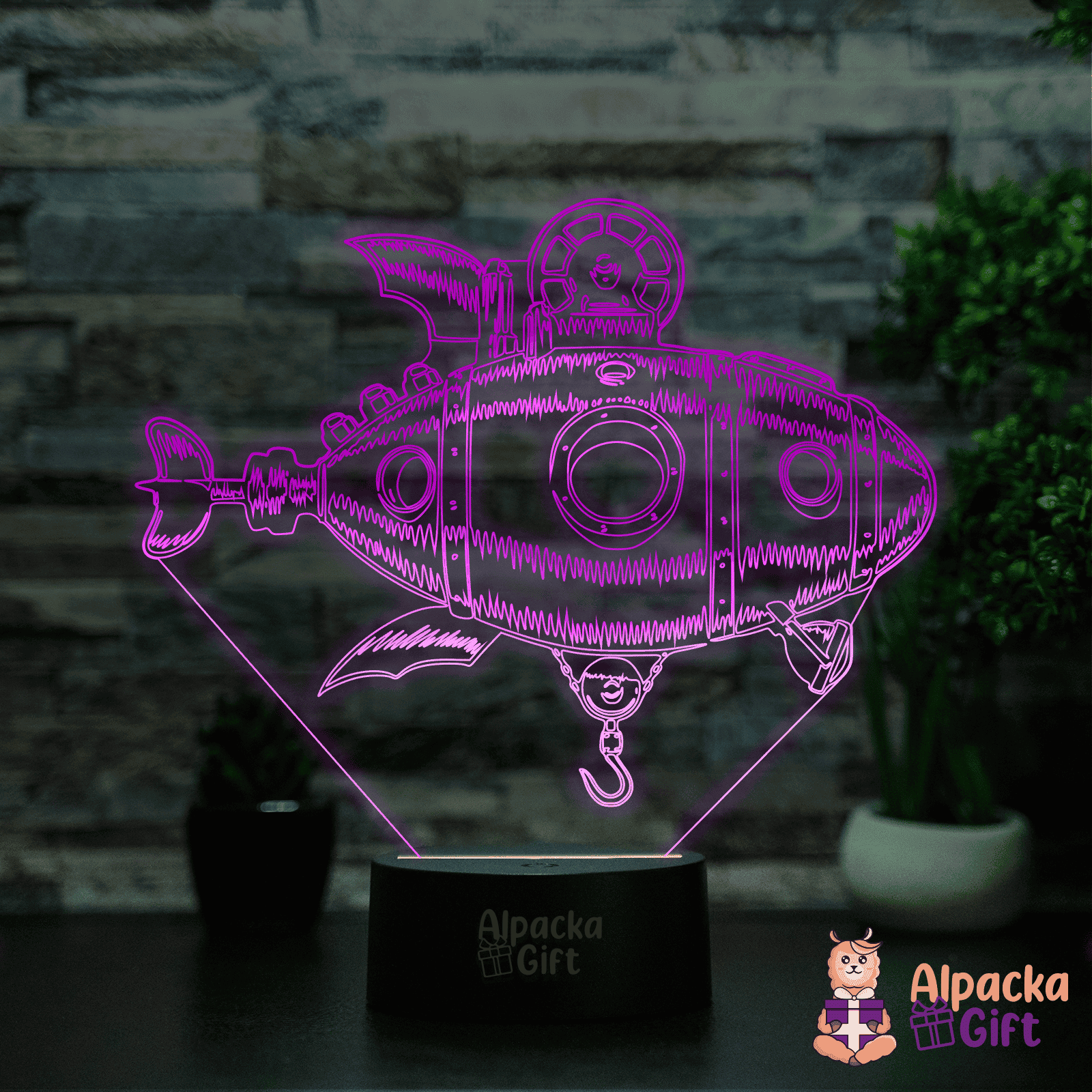 Lampă 3D - Submarin Negru