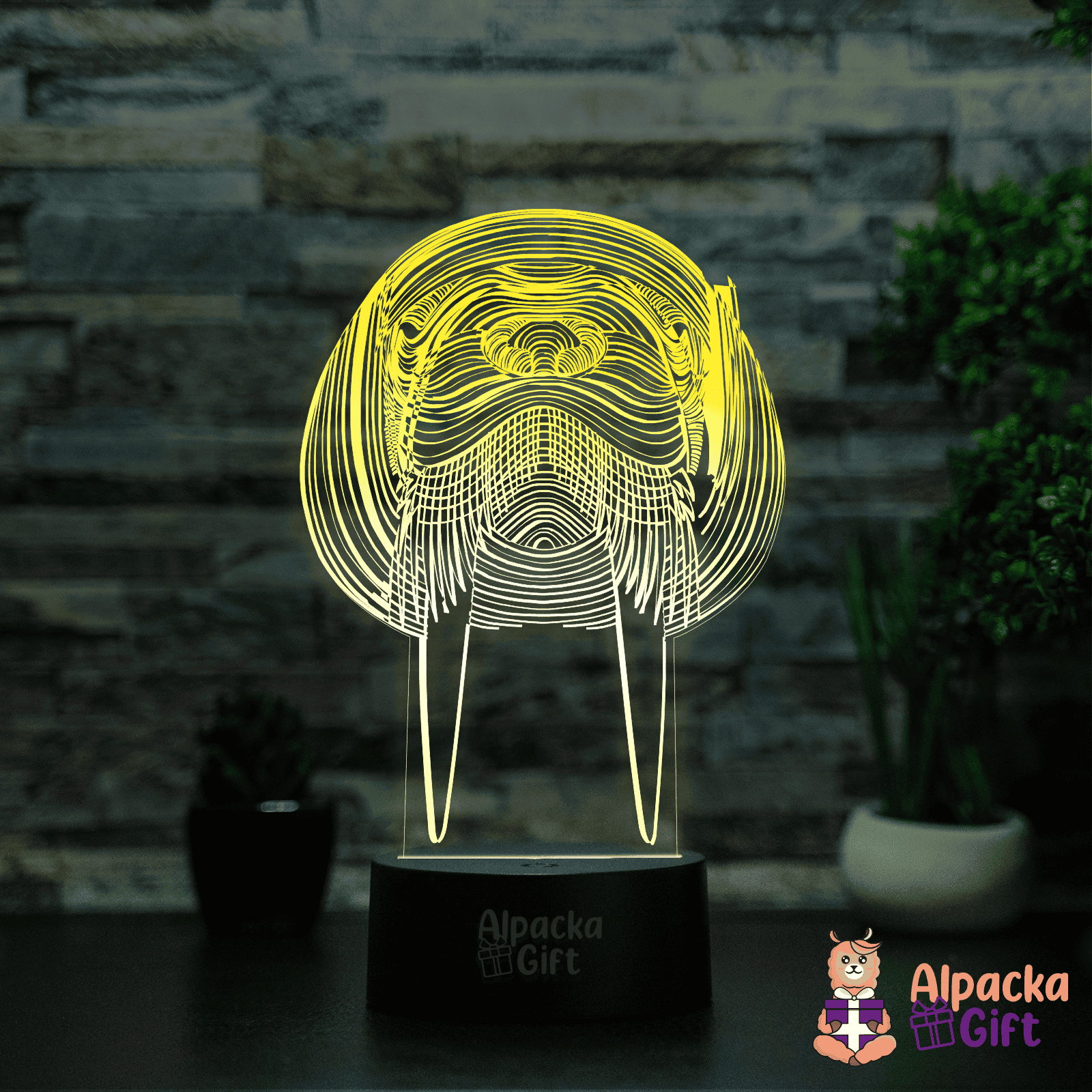 Lampă 3D - Morsă Negru