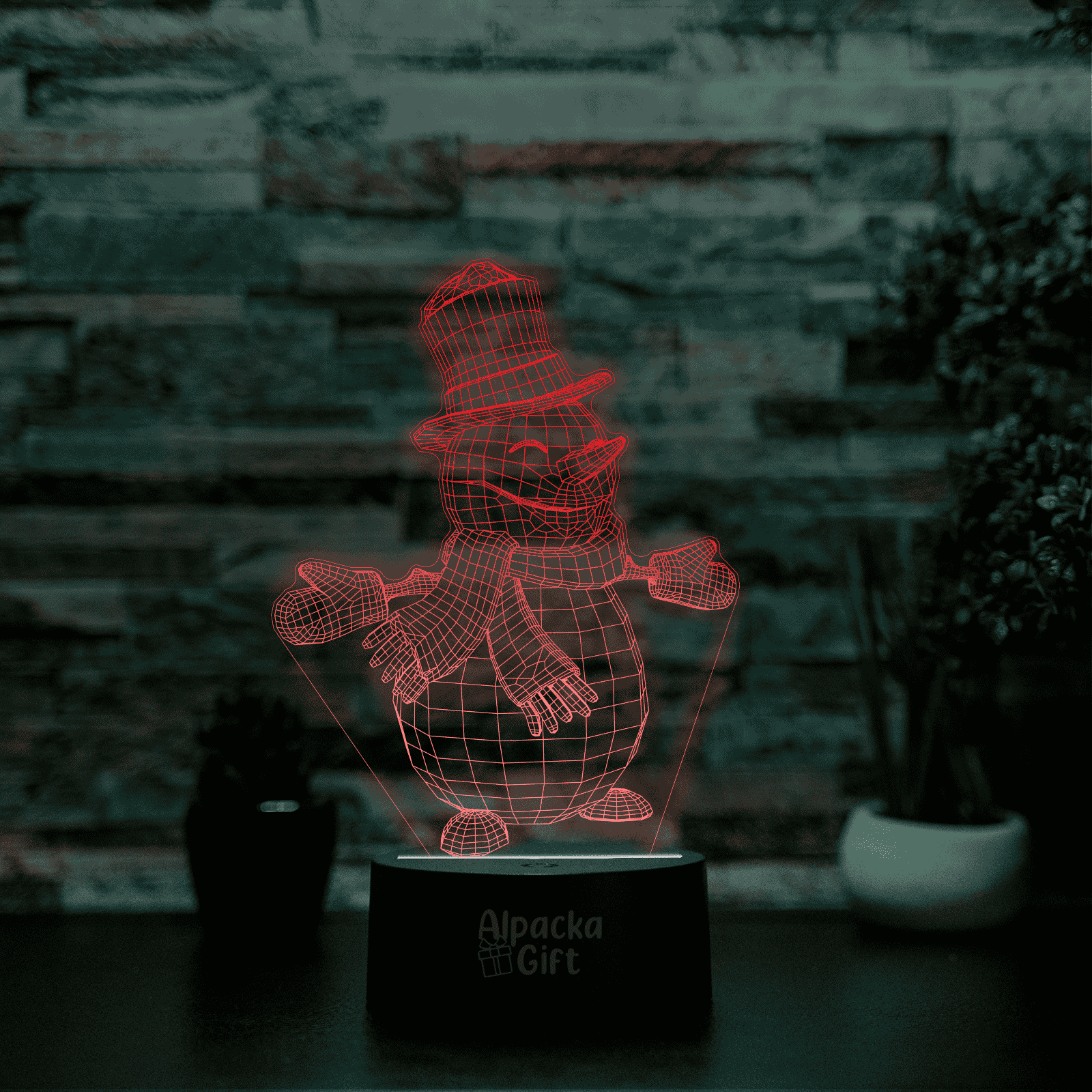 Lampa 3D - Om de Zăpadă Negru