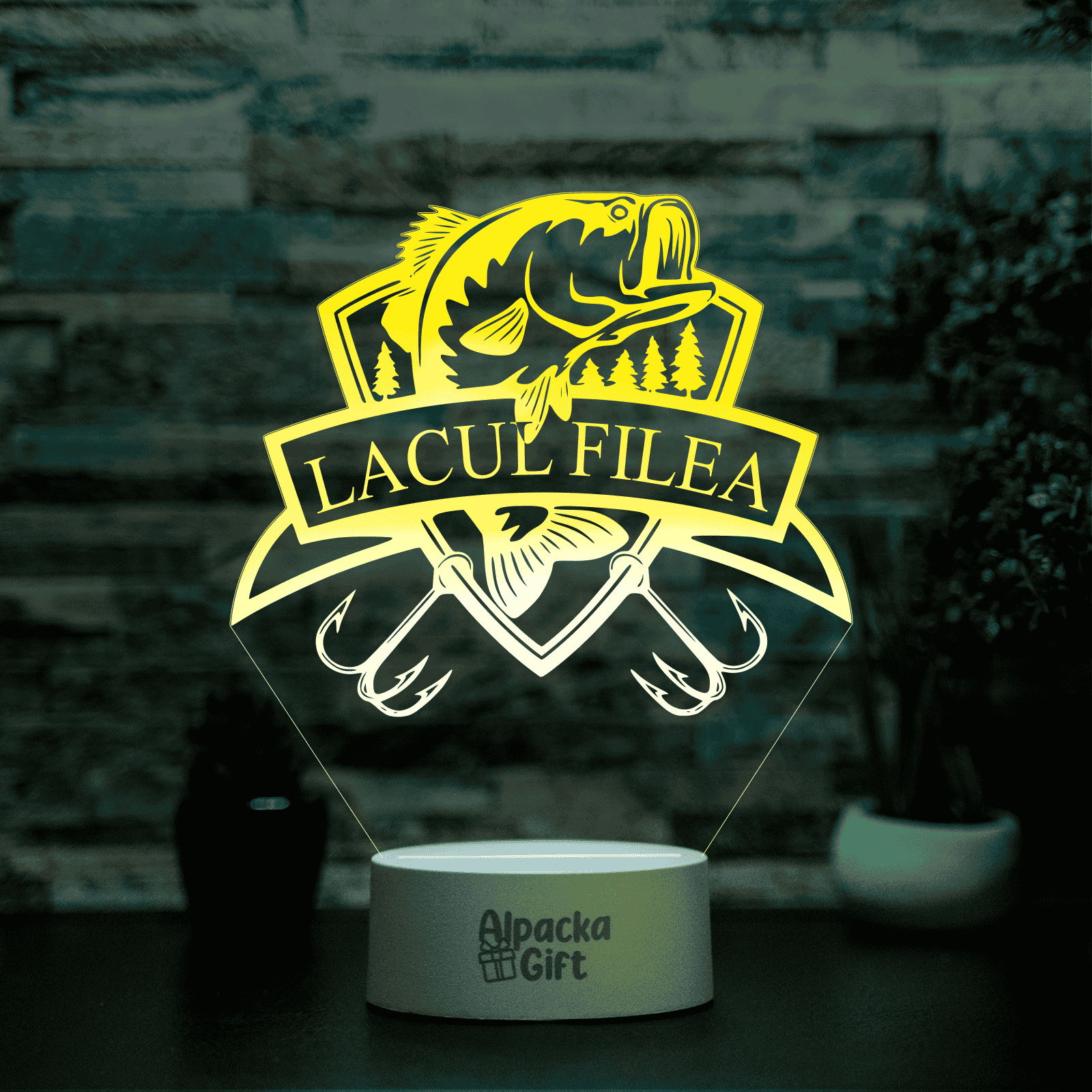 Lampă 3D - Pescar 4 Alb cu Difuzor Bluetooth