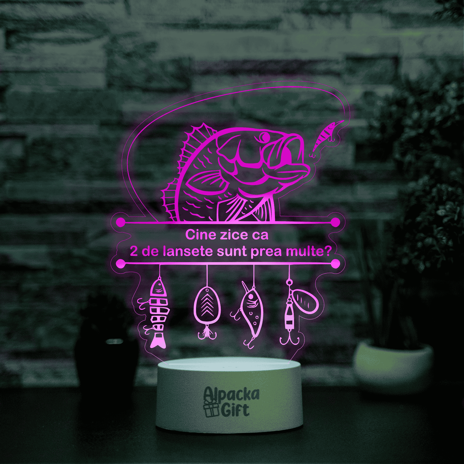 Lampă 3D - Pescar 6 Alb cu Difuzor Bluetooth