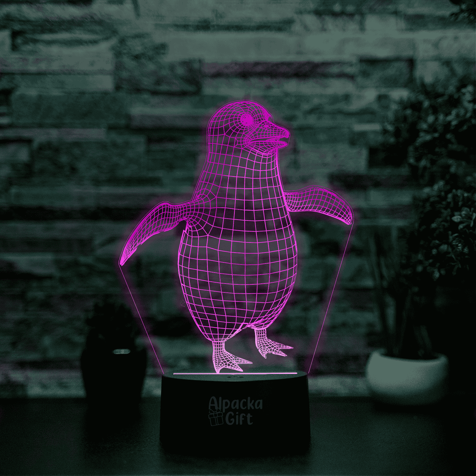 Lampă 3D - Pinguin Negru