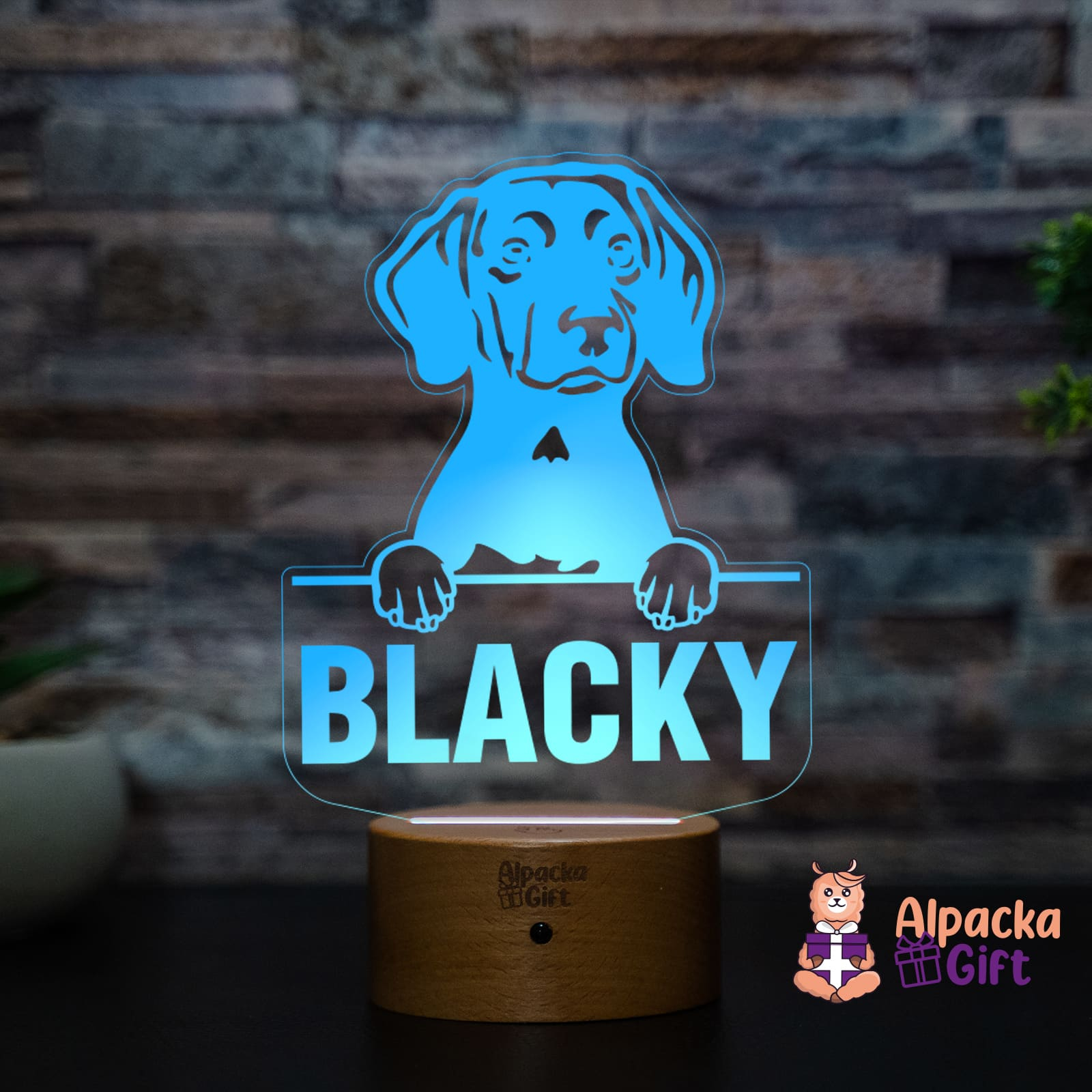 Lampă 3D - Ogar Plott (Plott Hound) Lemn