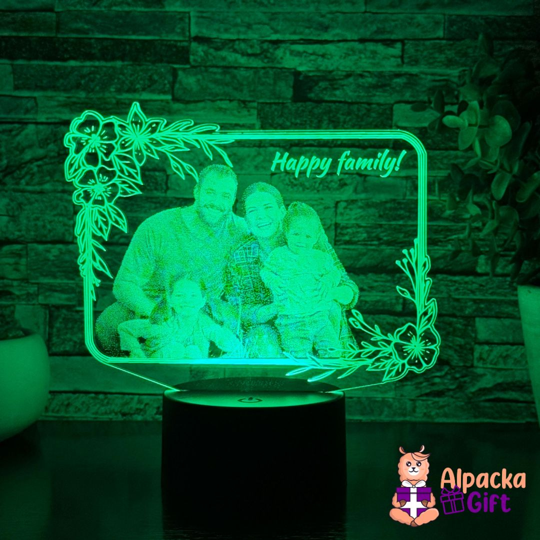 Lampă 3D - Ramă Foto 1 Negru