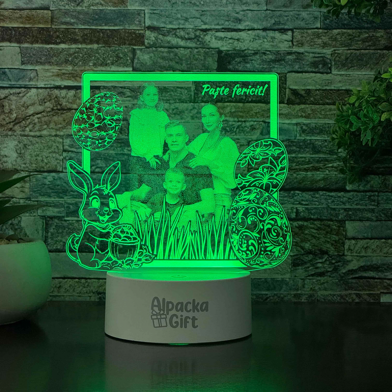 Lampă 3D - Foto Paște Alb cu Difuzor