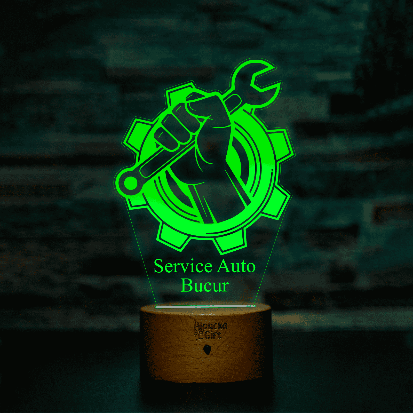 Lampă 3D - Service Auto Lemn