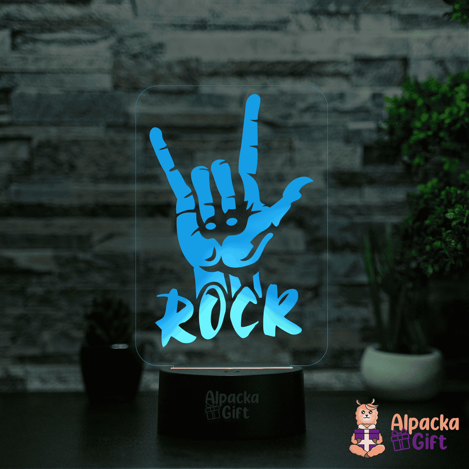Lampă 3D Rock Negru