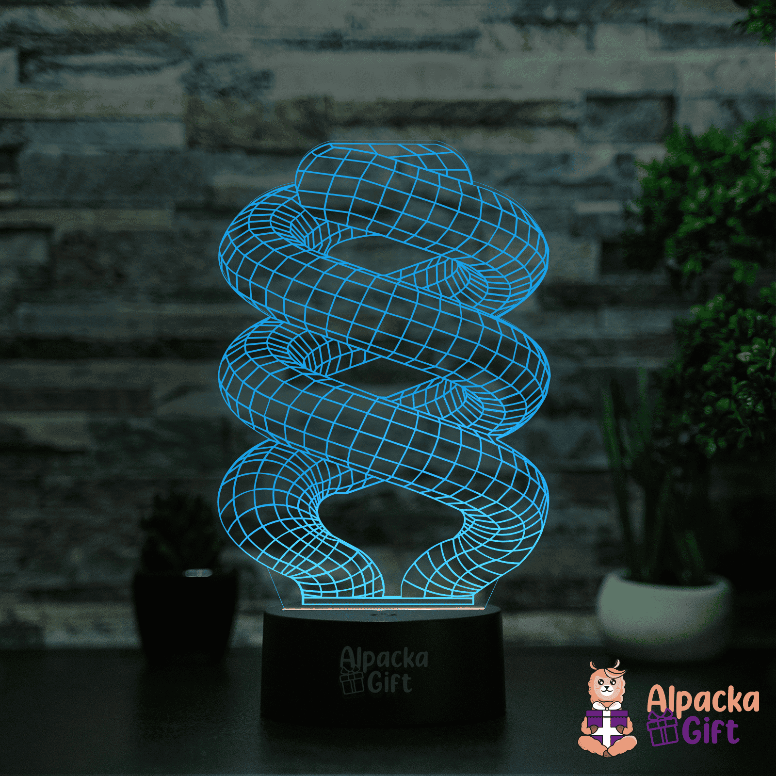 Lampă 3D - Spirală Negru