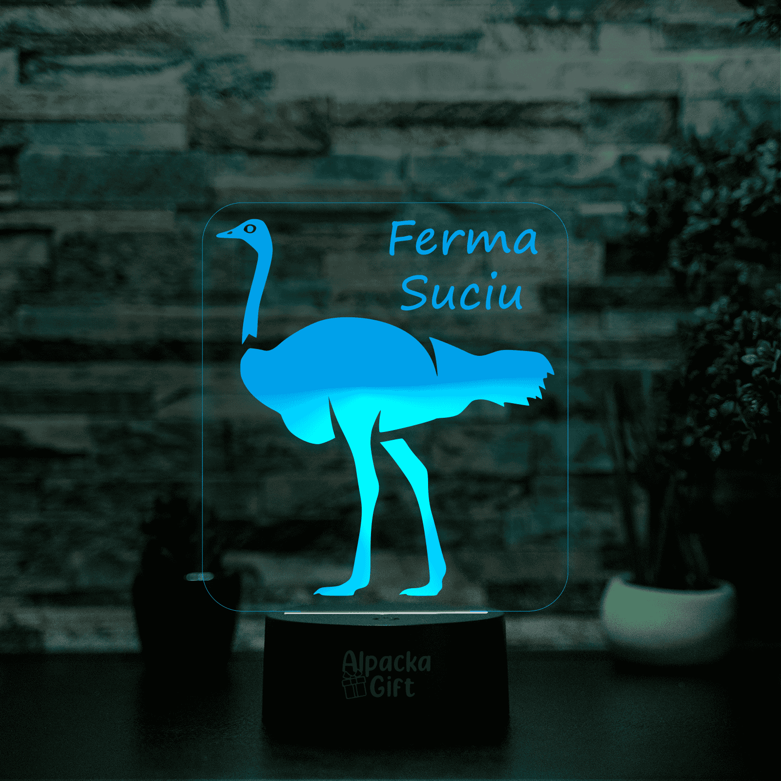 Lampă 3D Struț Negru
