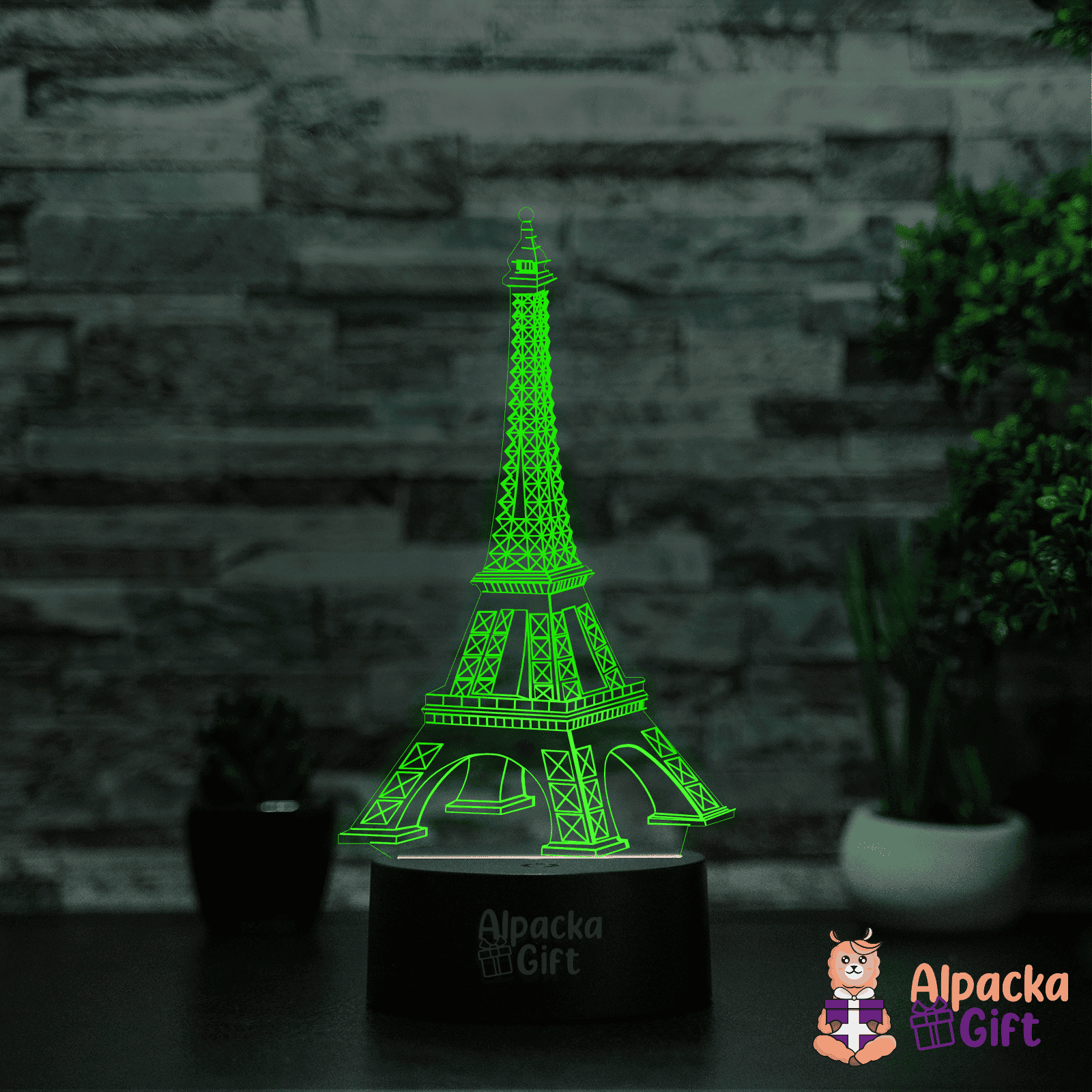 Lampă 3D - Turnul Eiffel Negru