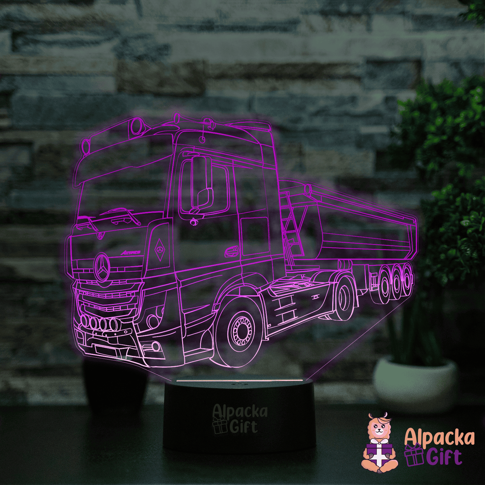 Lampă 3D - Mercedes Actos 1853 - Camion Negru