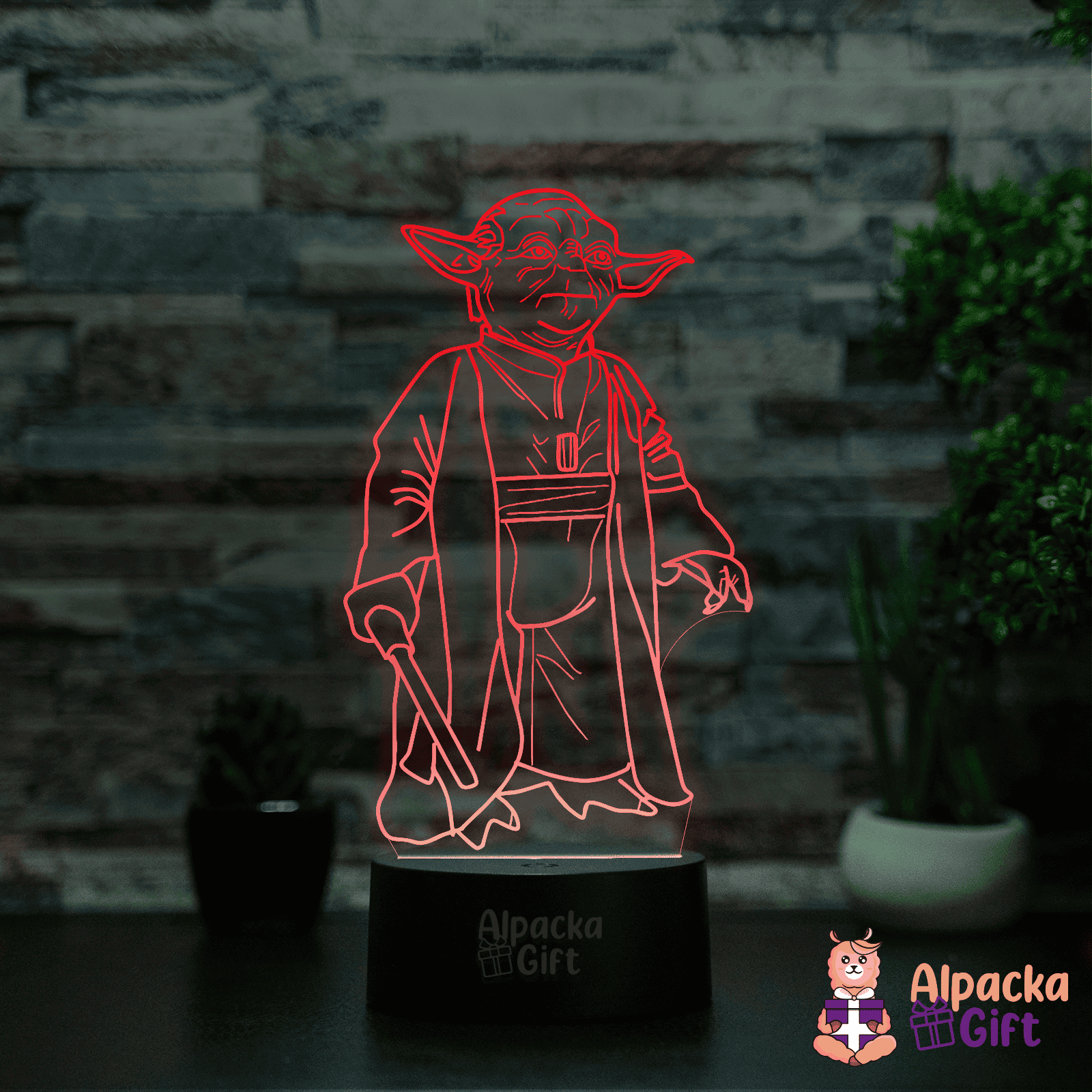 Lampă 3D - Yoda 2 Negru