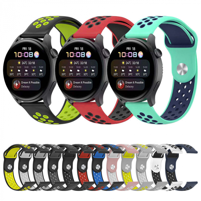 Curea silicon ALTY 20 mm, design Sport, compatibila cu Samsung Galaxy Watch 42mm, Huawei Watch GT 2 42mm, sau orice ceas de 20mm latimea curelei [6]