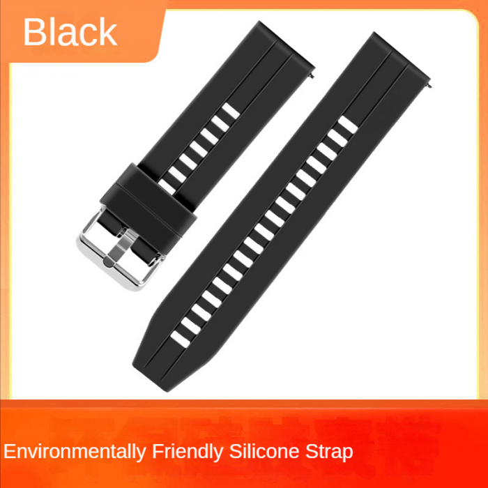 Curea silicon ALTY 20 mm, design Sport, compatibila cu Samsung Galaxy Watch 42mm, Huawei Watch GT 2 42mm, sau orice ceas de 20mm latimea curelei, culoare Negru [3]