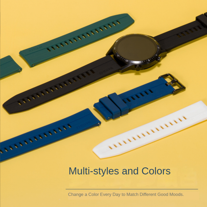 Curea silicon ALTY 20 mm, design Sport, compatibila cu Samsung Galaxy Watch 42mm, Huawei Watch GT 2 42mm, sau orice ceas de 20mm latimea curelei, culoare Negru [4]