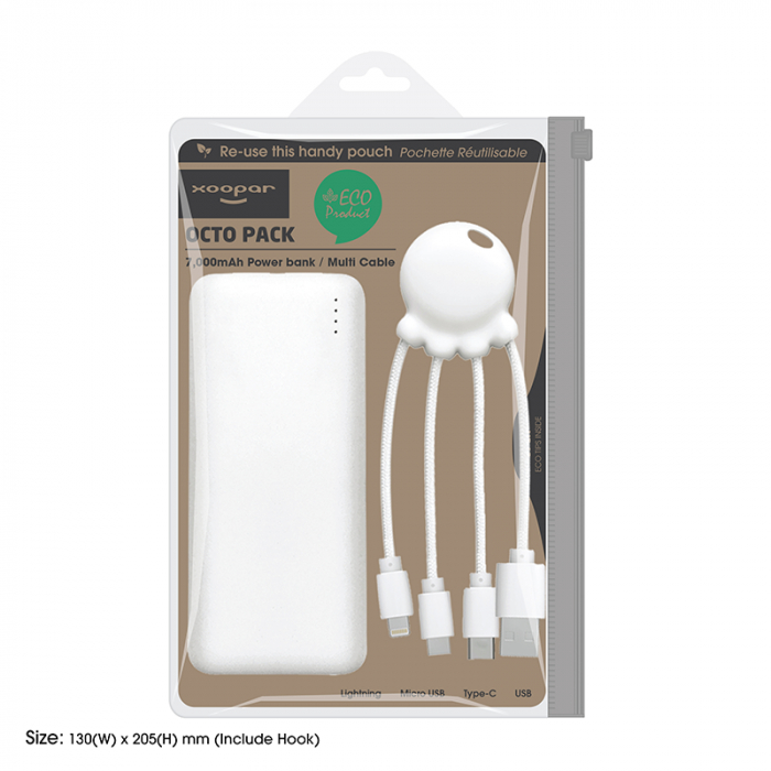 Baterie externă de 7.000 mAh + Cablu de incarcare micro tip C OCTOPUS Bio Xoopar [5]