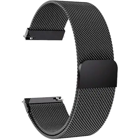 Curea ceas metalica ALTY, compatibila cu smartwatch Huawei Watch GT 2 46 mm, Samsung Galaxy Watch 46 mm, latime curea 22 mm, Negru [2]