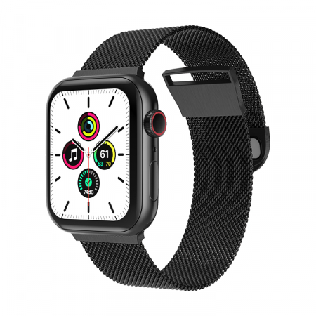 Accesorii Smartwatch - Curea metalica ALTY Milanese, pentru Apple Watch Ultra/SE/8/7/6/5/4/3/2/1, Display 42/44/45/49 mm, Negru