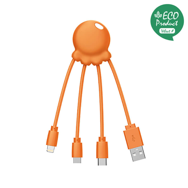Cablu micro USB tip C - OCTOPUS Bio Xoopar Portocaliu