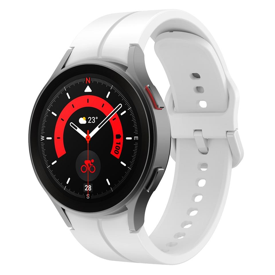 Curea ceas din silicon ALTY 20mm compatibilă cu Samsung Galaxy Watch 5 Pro 45mm Watch5 44mm 40mm Watch 4 Watch Alb