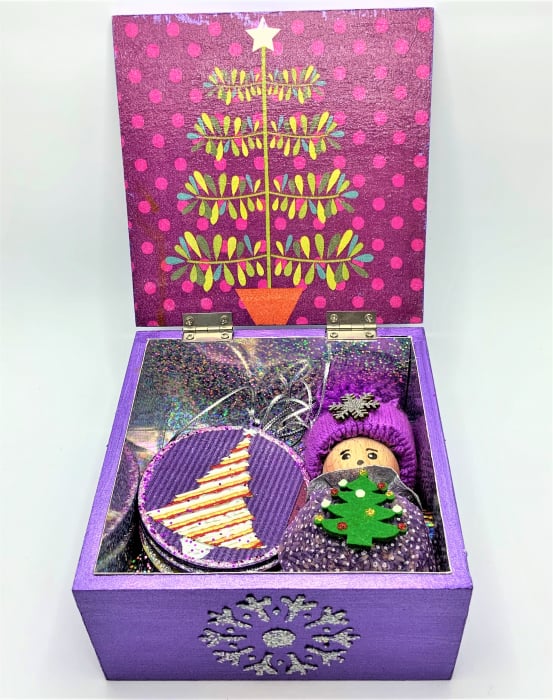 Set decorațiuni WOODEN BOX - Purple  handmade [2]